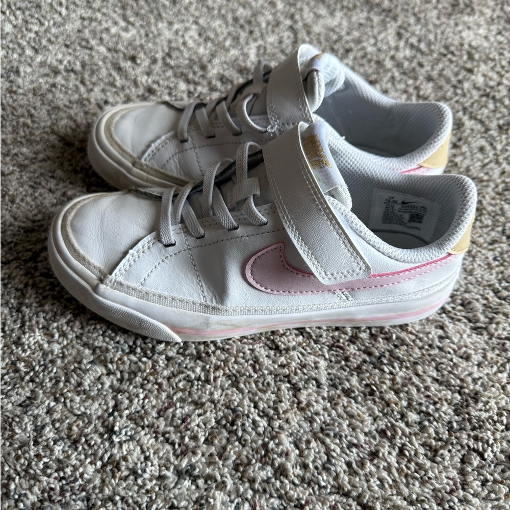 Kids Nike White and Pink Sneakers